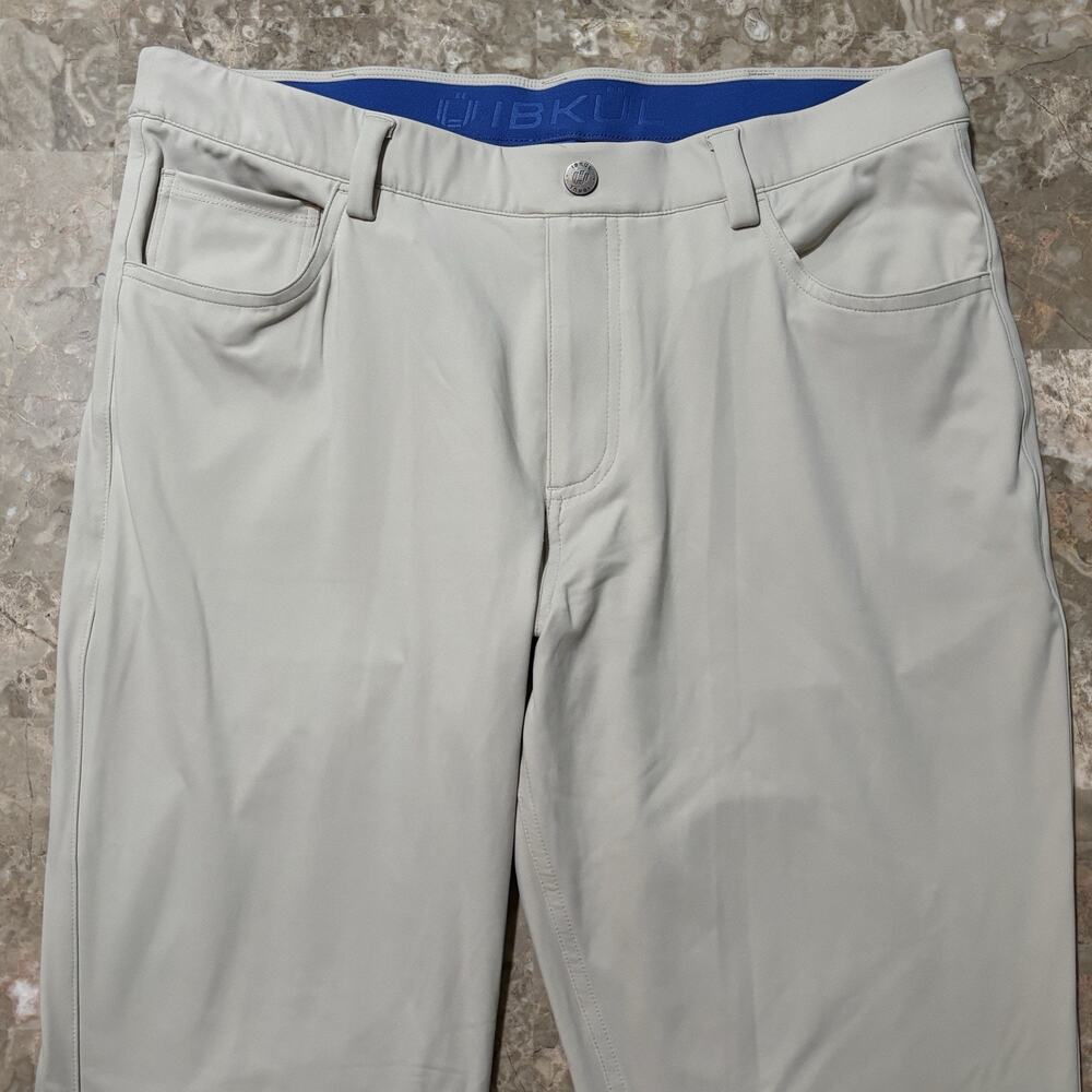 IBKUL Pants Mens Large Khaki Tan Pull On Chino Performance Golf Hanover Dupe